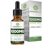 Hemp Oil Drops :: 1000MG per Bottle :: Premium Organic Extract :: Promotes Healthy Sleep :: Natural Anti-Anxiety :: One Month Supply (1FL oz) :: Evergreen Hemp