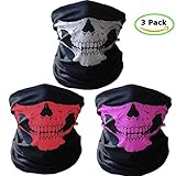 Skull Mask Bandana Headwear Scary Dust-Proof Windproof Pack of 3 Styles