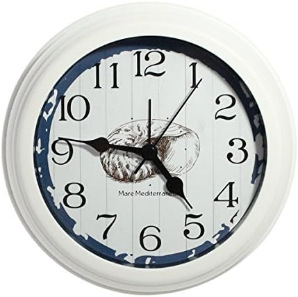 JustNile Nautical Decorative Ornamental Wooden Wall/ Desk Alarm Clock - 6-inch, Seashell Design