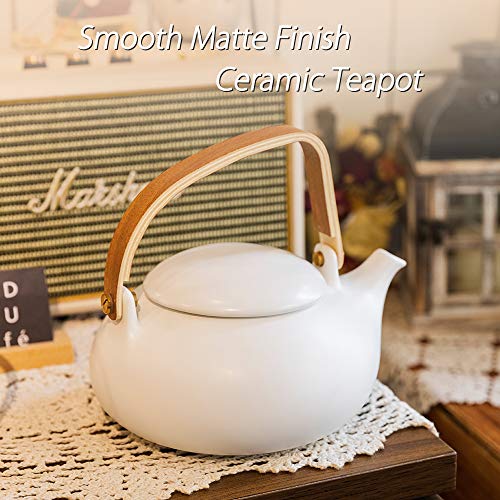 ZENS Teapot with Infuser,Matte Ceramic Japanese Tea Pot for Loose Leaf