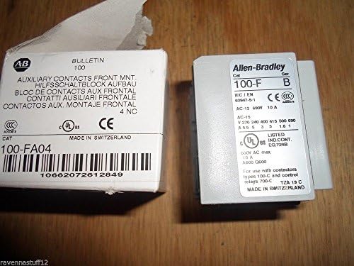 ALLEN BRADELY 100-FA04 AUXILIARY CONTACT BLOCK, 0 N.O. 4 N.C. (NEW IN BOX)