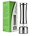 Electric Stainless Steel Salt and Pepper Grinder. Premium Battery Powered Pepper Grinder Mill & Coarse Salt Grinder with Ceramic Blades by Boxiki Kitchen