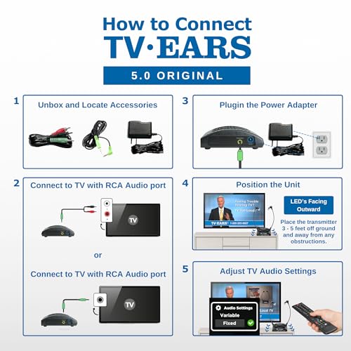 TV Ears Original Wireless Headsets System, TV Hearing Aid Devices works best with Analog TV's, Hearing Assistance, TV Listening Headphones for Seniors and Hard of Hearing. Voice Clarifying, Doctor Recommended - 11641, Black