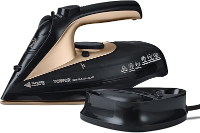 Tower T22008BKG CeraGlide Cordless Steam Iron Ceramic Soleplate Black Gold