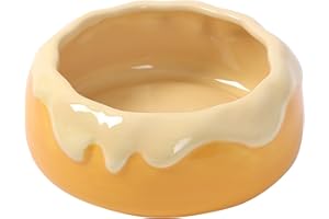 Tafit Guinea Pig Food Bowl Hamster Ceramic Water Dish Anti-Spill & Prevent Tipping Rabbit Feeding Bowl for Guinea Pig, Syrian Hamster, Bunny, Rat, Chinchilla, Squirrel, Small Animals (Yellow)