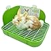 RUBYHOME Rabbit Litter Box Toilet, Plastic Square Cage Box Potty Trainer Corner Litter Bedding Box Pet Pan for Small Animals, Rabbits, Guinea Pigs, Chinchilla, Ferret, Galesaur, 11.4 Inches (Green)