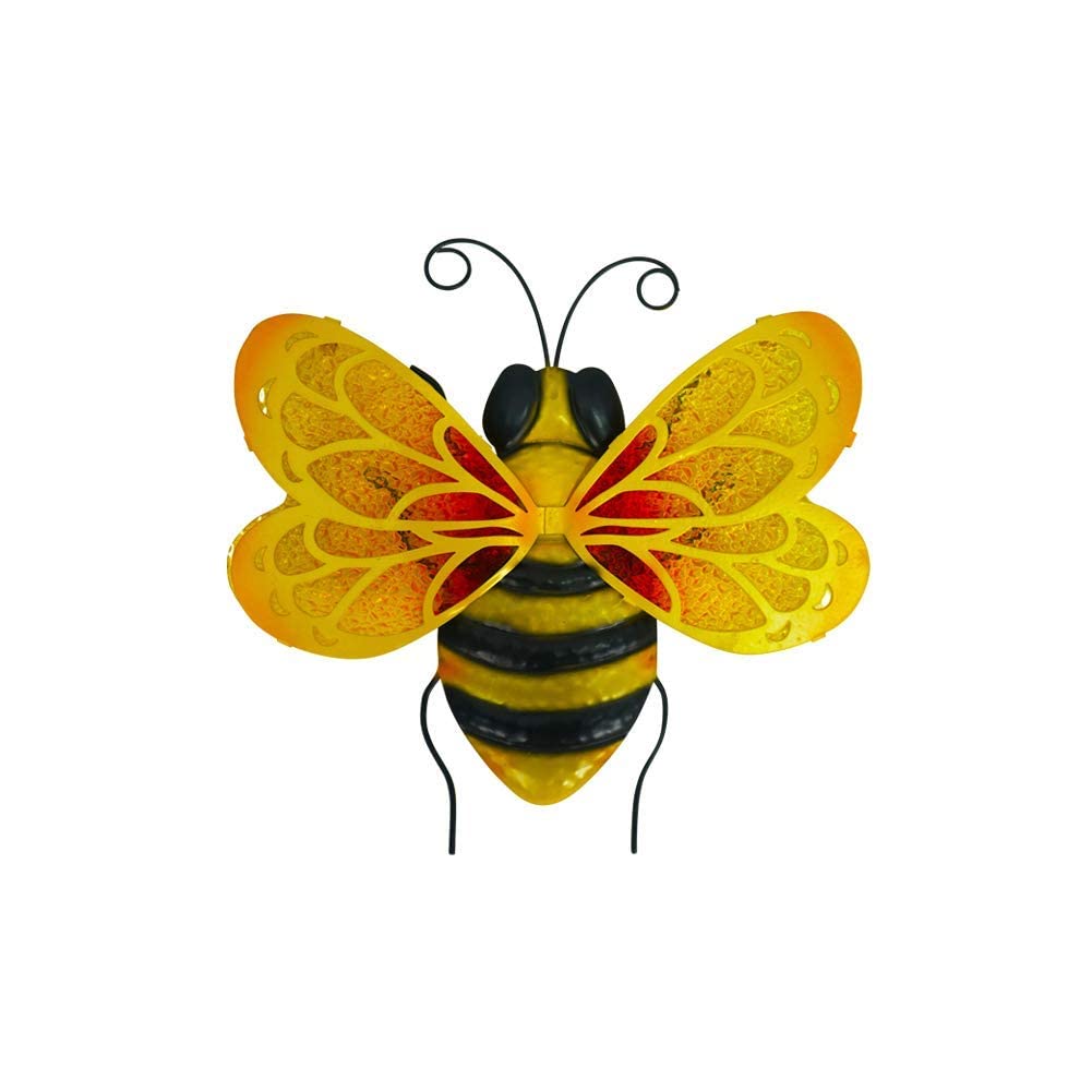 Liffy Bee Garden Ornaments Outdoor, Indoor Room Home Metal Artworks for Wall, Fence Glass Art Sculpture Hanging Decorations Outside for Patio, Yard, Bedroom, Living Room