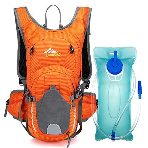 Loowoko 20L Hydration Riding Backpack with 2L Water Bladder, Multiple Pockets Includes Helmet mesh Belt