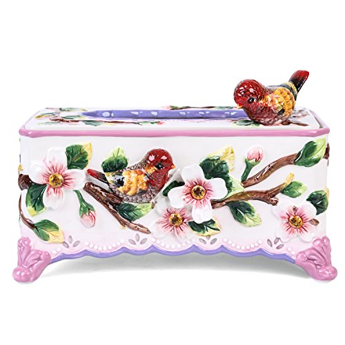 FORLONG FL9003 Ceramic Facial Tissue Dispenser Box Paper Dispenser Box Tissue Holder for Bathroom Vanity-Dogwood