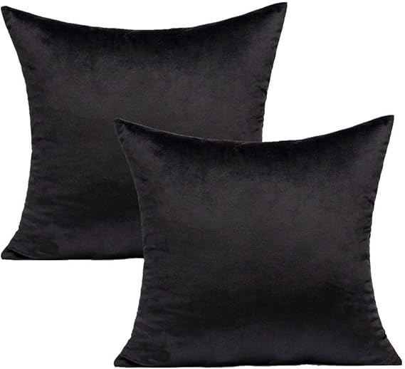 Black Velvet Couch Cushion Covers 18X18 Decorative Throw Pillow Covers