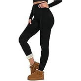 JSEMOY Women's Fleece Lined Leggings, High Waisted, Slim Fit Yoga Pants, Black, Athletic Tights