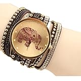 Shensee New Simple Velvet Diamond Bracelet Watch Ladies Watches High Elephant Pattern Black