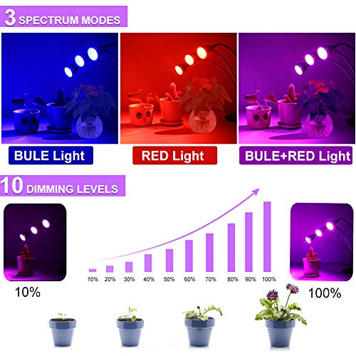 image for Duomishu Grow Light, 15W LED Grow Lamp for Indoor Plants, Auto ON/Off 