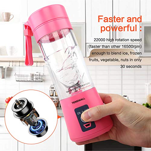 Portable Blender, Personal Size Blender Shakes and Smoothies Mini Jucier Cup USB Rechargeable