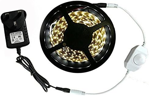 Autai LED Strip Light Kit Warm White Light 3000K SMD2835 300LEDs 16.4Ft Roll 12V DC 82Lumens 1.5Watts per Foot Indoor IP20 ncludes 2A Power Supply (24Watt) and Dimmer LED Tape Light
