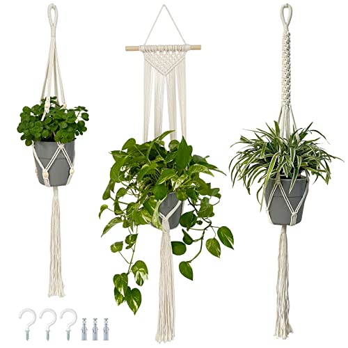 BOMQIA Macrame Plant Hangers Indoor Macrame Hanging Planters for Indoor ...