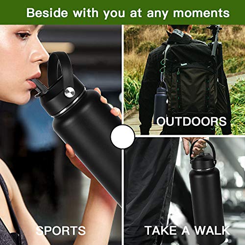 Rose Kuli Straw Lid for Hydro Flask Wide Mouth Bottle Compatibility Most Sports Water Bottle with 2 Straws and 1 Brush, BPA Free Leakproof
