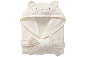 QYFHJGFR Boys Girls Terry Bathrobe, 100% Cotton Towel Robe ，Hooded Toddler Soft Fuzzy Robe for Kids 2-9Years