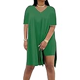 Difanlv Plus Size Women 2 Piece Outfits, Short Sleeve Tunic Tops Bodycon Biker Shorts Set, Summer Casual Oversized Tracksuit