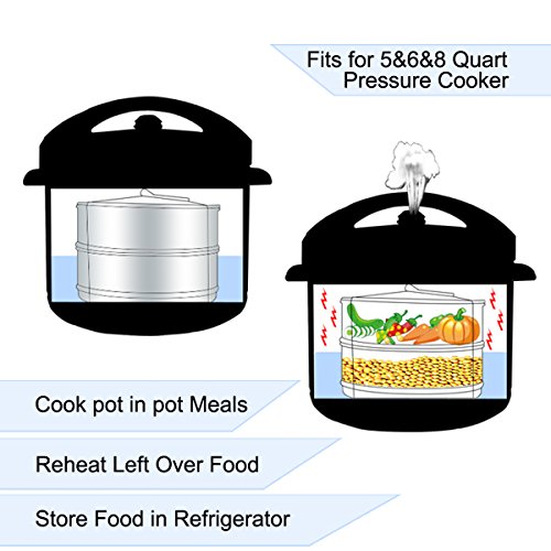 SORKER Stainless Steel Stackable Steamer Insert Pans, Pressure Cooker