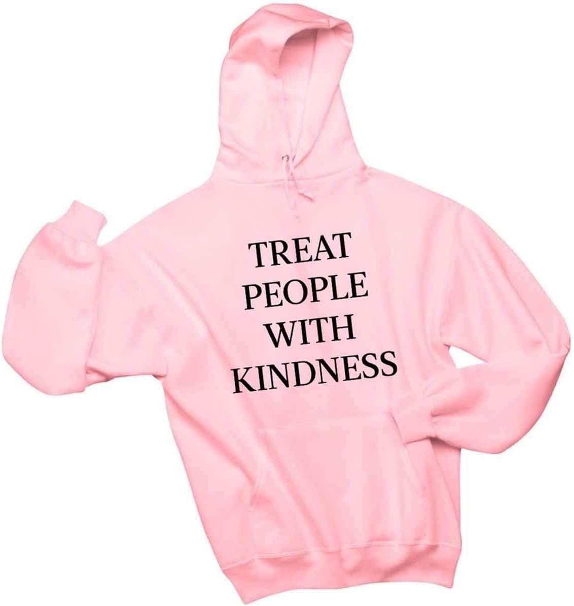 Treat People Kindness Letter Print Long Sleeve Hooded Sweatshirt