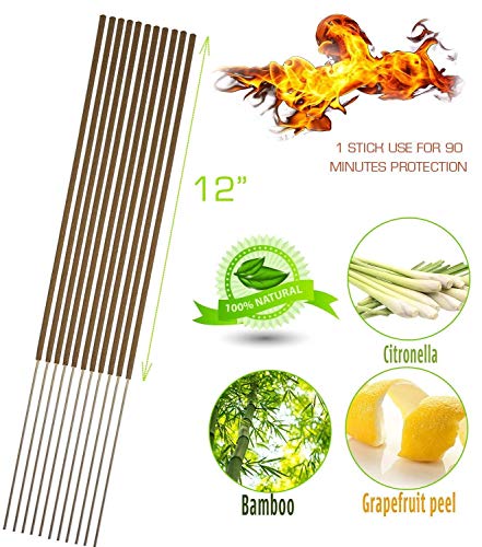 Mosquito Sticks, All Natural and DEET Free Insect Repellent, Eco friendly, Non toxic, Bamboo infused with Citronella, Lemongrass & grapefruit peel, for Outdoor Garden Yard and Indoor Mosquito Sticks, All Natural and DEET Free Insect Repellent, Eco friendly, Non toxic, Bamboo infused with Citronella, Lemongrass & grapefruit peel, for Outdoor Garden Yard and Indoor