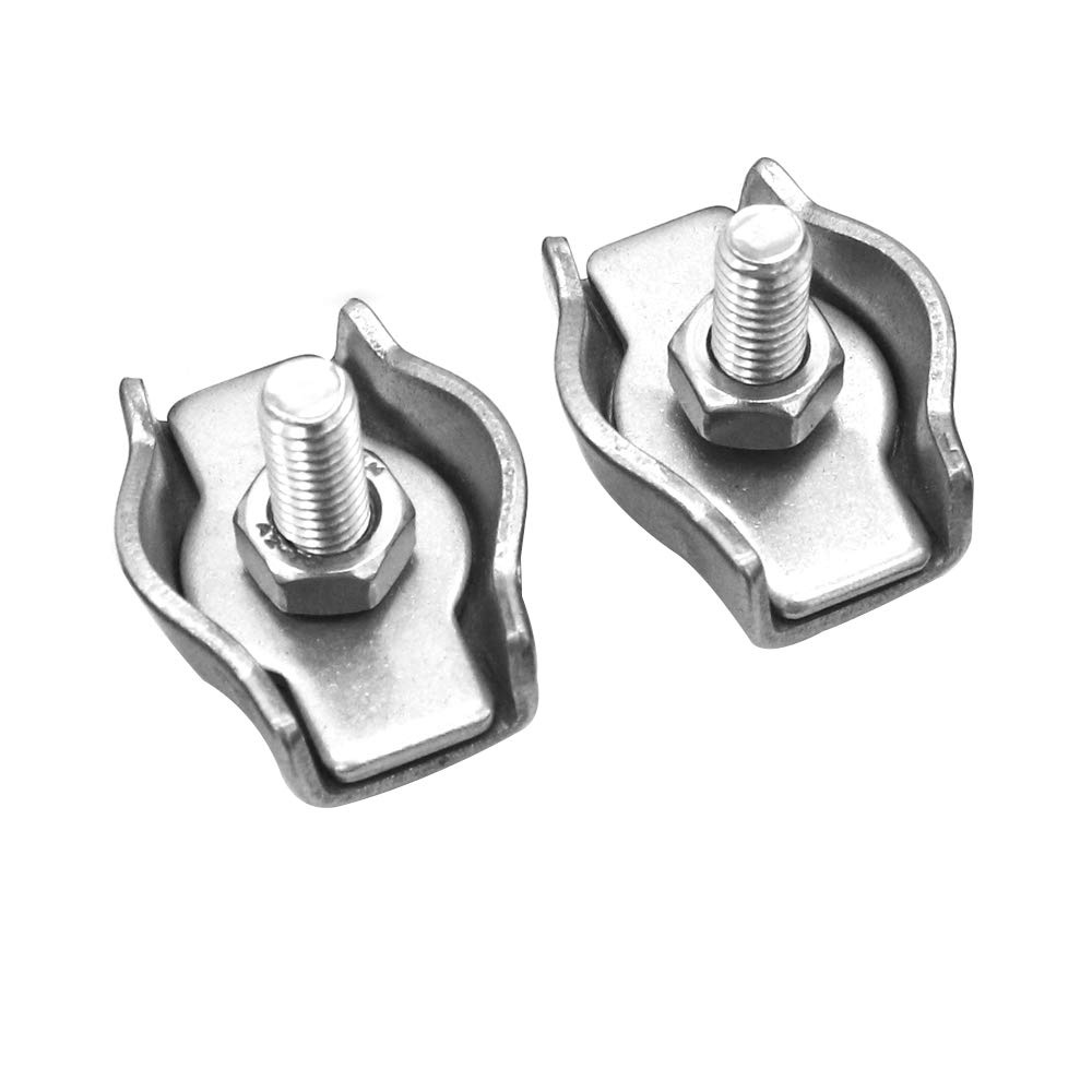 POFET 2Pcs 304 Stainless Steel Bolt Wire Clip, Adjustable Steel Wire Rope Single Clamps M10 - Image 4