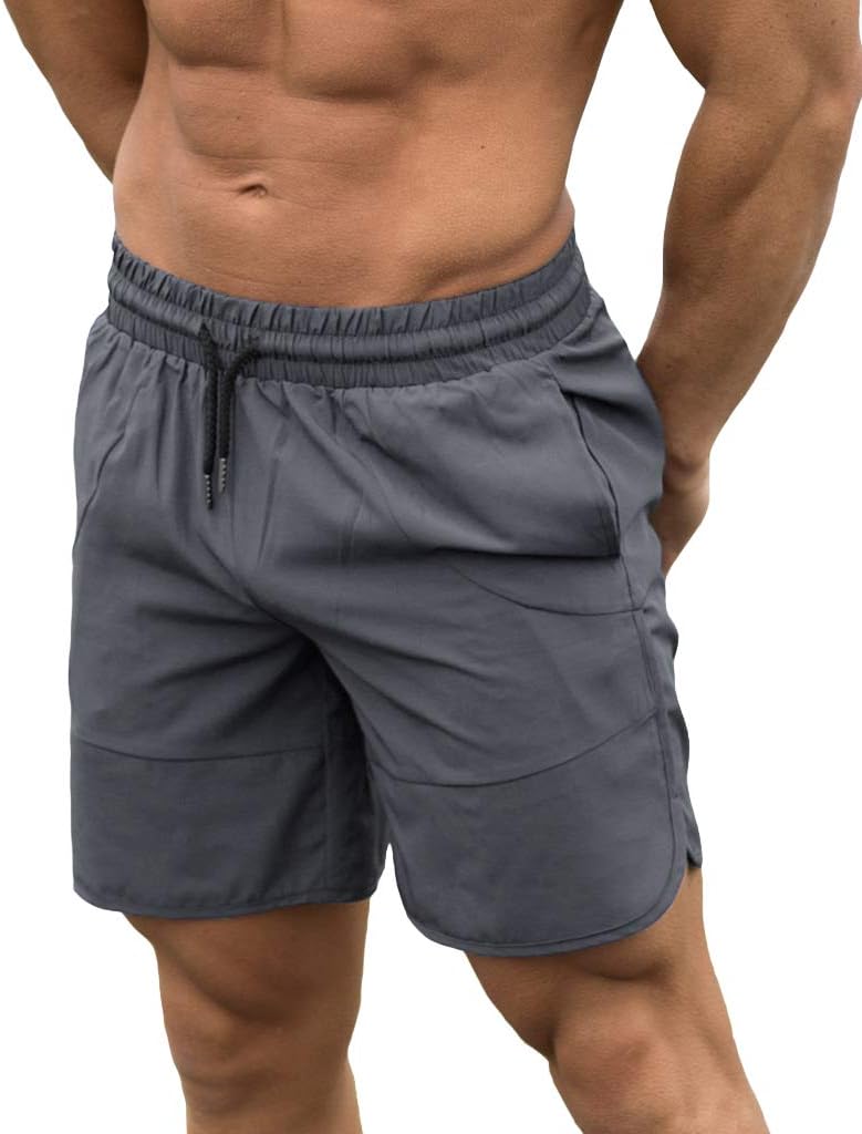 FLYFIREFLY Men's Gym Fitness Drying Workout Shorts Running Short Pants with Pockets