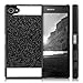 kwmobile Case Compatible with Sony Xperia Z5 Compact - Shockproof Bling Glitter Sparkle Hard Back Cover - Glitter Rectangle Black/White