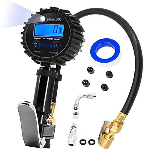 HEALiNK Tire Pressure Gauge,200 PSI Car Digital Tire Inflator with Pressure Gauge Sensor Air Chuck for Automotive Motorcycle Bike Truck Vehicles