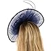 Big Kentucky Derby Feather Floral Organza Headband Fascinator Cocktail Hat Navy