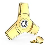 Metal Fidget Hand Tri Spinner Smooth High Speed Spin Toy, EDC ADHD Focus Anti Anxiety Fast Spinners Cool Gadget for Kids and Adults (Gold)