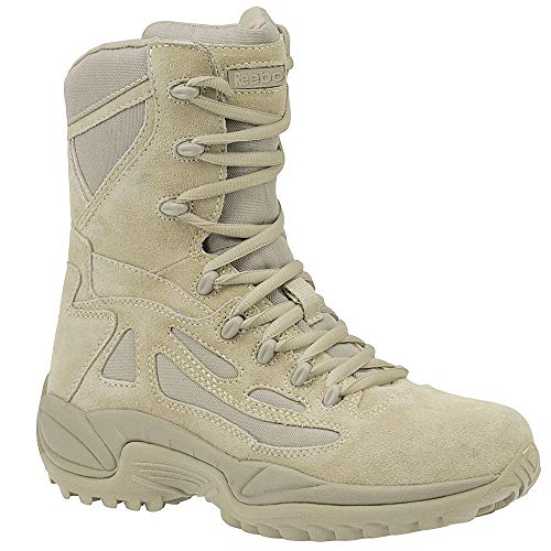 Reebok Mens Rapid Response Rb Safety Toe 8" Stealth With Side Zipper