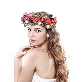 Women handmade Rose Flower Crown with Adjustable Ribbon for Wedding Festivals