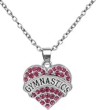 Silver Tone and Fuchsia/Pink Crystal Heart Shaped 