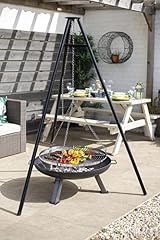 La Hacienda Tripod with BBQ Grill Adjustable Height Portable Black view 10