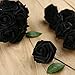 Febou Artificial Flowers 50pcs Real Touch Artificial Foam Roses with Stems for Decoration DIY Wedding Bouquets Centerpieces Bridal Shower Party Home Decoration (Black)