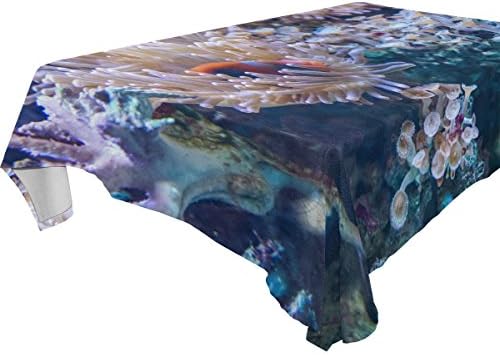 FBTRUST Square Tablecloth Washable Polyester Fabric Underwater Coral DIY personality design Modern Table Cover for Home Decoration Spill Proof Cloth Washable for Dining Home Kitchen Party Picnic （60x