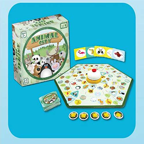 2021 New Board Game, “Animal City” Card Game with Hexagon Puzzle and Bell - A Fun & Fast TeamKids Party Game for Kids and Families, 2-6 Players, Age 3+, Unique Easter Gift