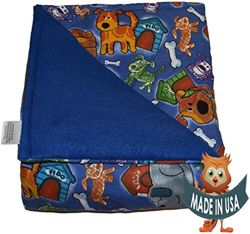 SENSORY GOODS Child Small Weighted Blanket By 6lb Medium Pressure - Fido Pattern with Blue - Fleece/Flannel (30'' x 48'')