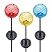 Solar Gazing Ball LED Lights on Tall Stakes -Outdoor Landscape Pathway Light for Patio and Lawn Lighting Decor, Hand Made with Crackled Stained Glass