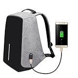 College Backpack, Business Laptop Backpack, Anti-theft Water Resistant Computer USB Charging Port, Lightweight Travel Bag Perfect Luminous Gray bag for Student, Men & Women