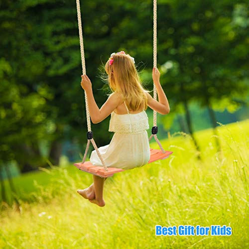 Holzschaukel Outdoor für Erwachsene Kinder, Schaukelsitz Holz mit Verstellbarem Hanfseil Schaukel Holz Outdoor für Garten Schaukel für Erwachsene bis 100 kg (17.7 x 7.9 in) – Bild 8