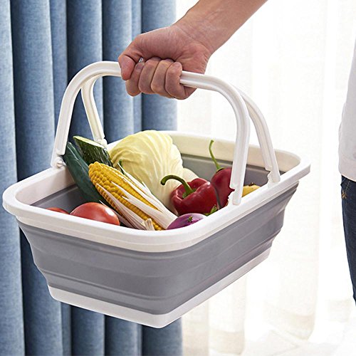 Pawaca Portable Collapsible Basket, Multifunctional Foldable Silicon Dish Tub, Home or Outdoors Storage for Fruit, Vegetables, Snacks, Drinks - Thumbnail 3