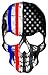 Red and Blue Skull Subdued Thin Blue and Red Line American Flag Sticker. 6 x 4