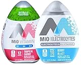 Mio Vitamins Tropical Cherry & Mio Electrolytes Berry Blast B Vitamins Liquid Water Enhancer 1.62 Fl Oz (2)