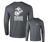 Marines USMC The Few The Proud White Emblem F&B Long Sleeve T-Shirt, Charcoal, L