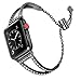 Secbolt Bling Bands Compatible with Apple Watch Band 38mm 40mm 41mm 42mm iWatch Series 10/9/SE/8/7/6/5/4/3/2/1, Women Dressy Metal Jewelry Bracelet Bangle Wristband Stainless Steel, Black
