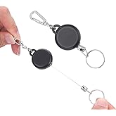 Retractable Keychains Badge Reel Holder, Extendable Keychain, Stainless Steel Retractable Keyring Key Reel Key Chain with 60cm/23.6in Steel Wire Rope