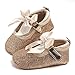 Lidiano Baby Girls Glitter Sequins Sparkly Bling Bowknot Anti-Slip Mary Jane Flat Crib Shoes & Headband (6-12 Months, Gold)